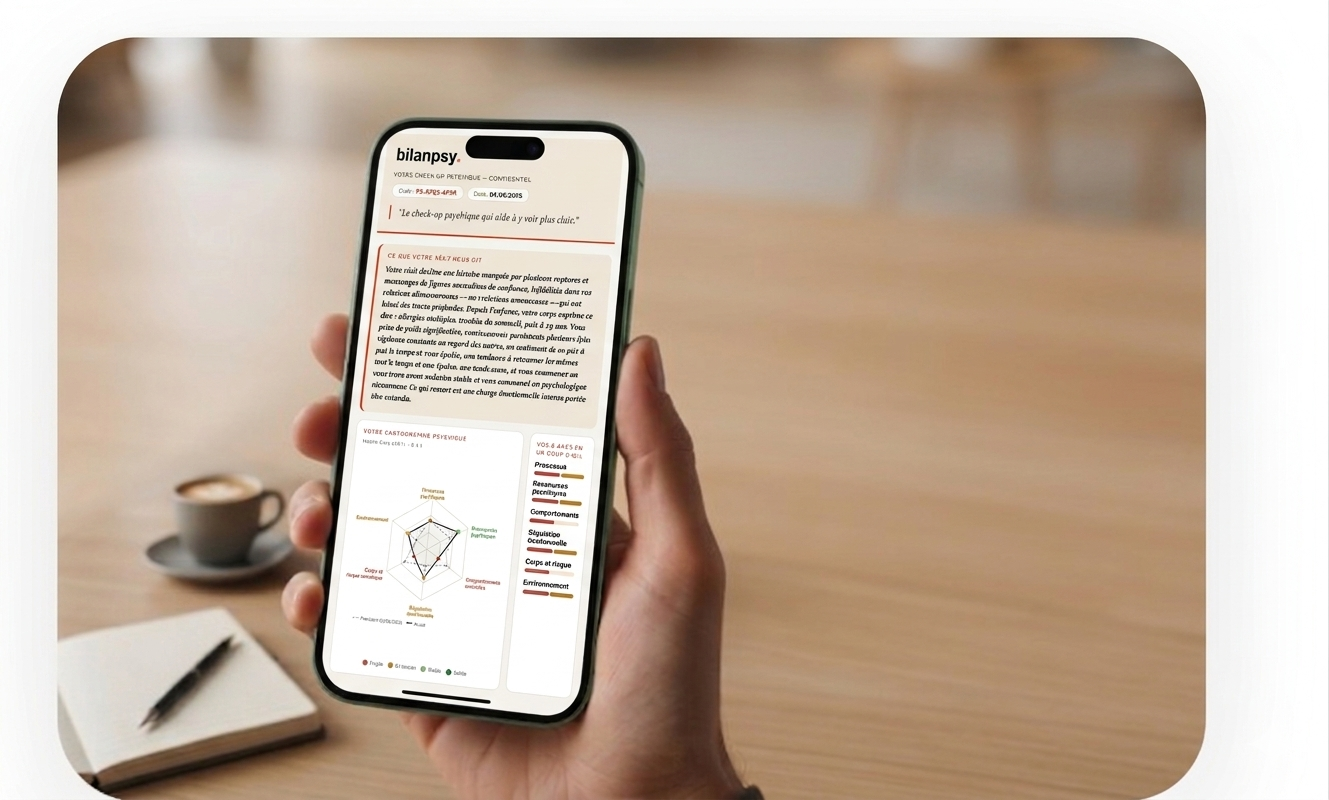 L'app BilanPsy sur un téléphone